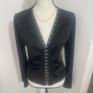 Black Ruched Versus Hook Closure Top